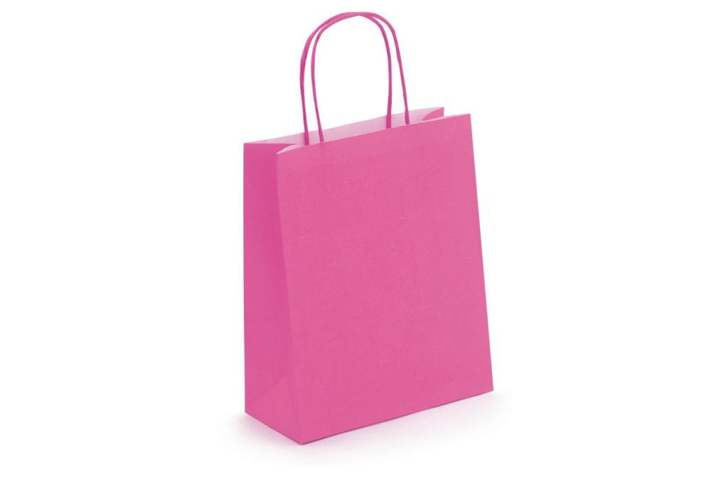 50 Sacs kraft fuchsia 18x8x24 cm