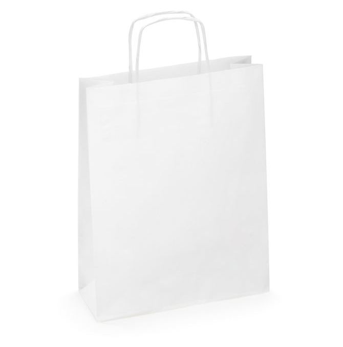 50 Sacs kraft blanc lisse 18x8x24 cm