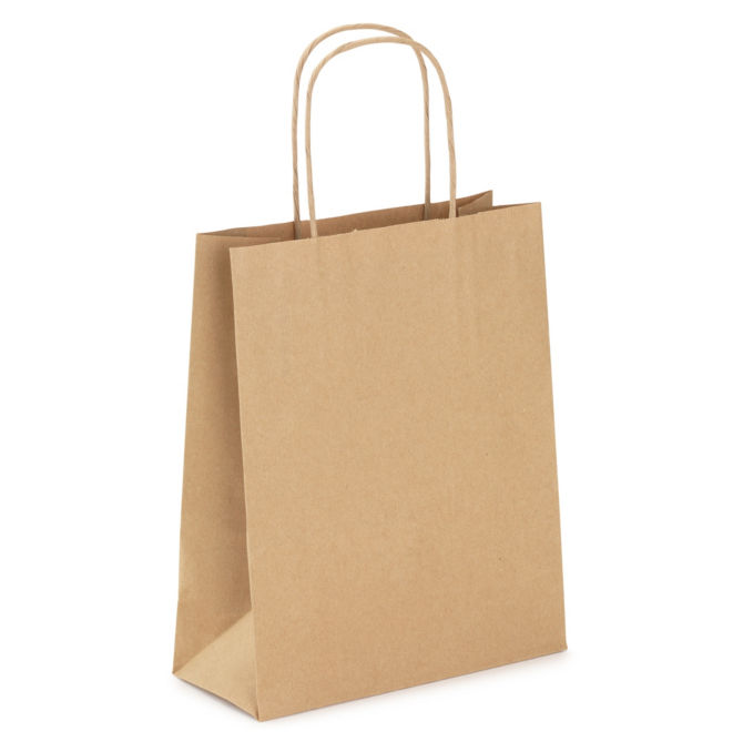 50 Sacs kraft brun lisse 18x8x24 cm