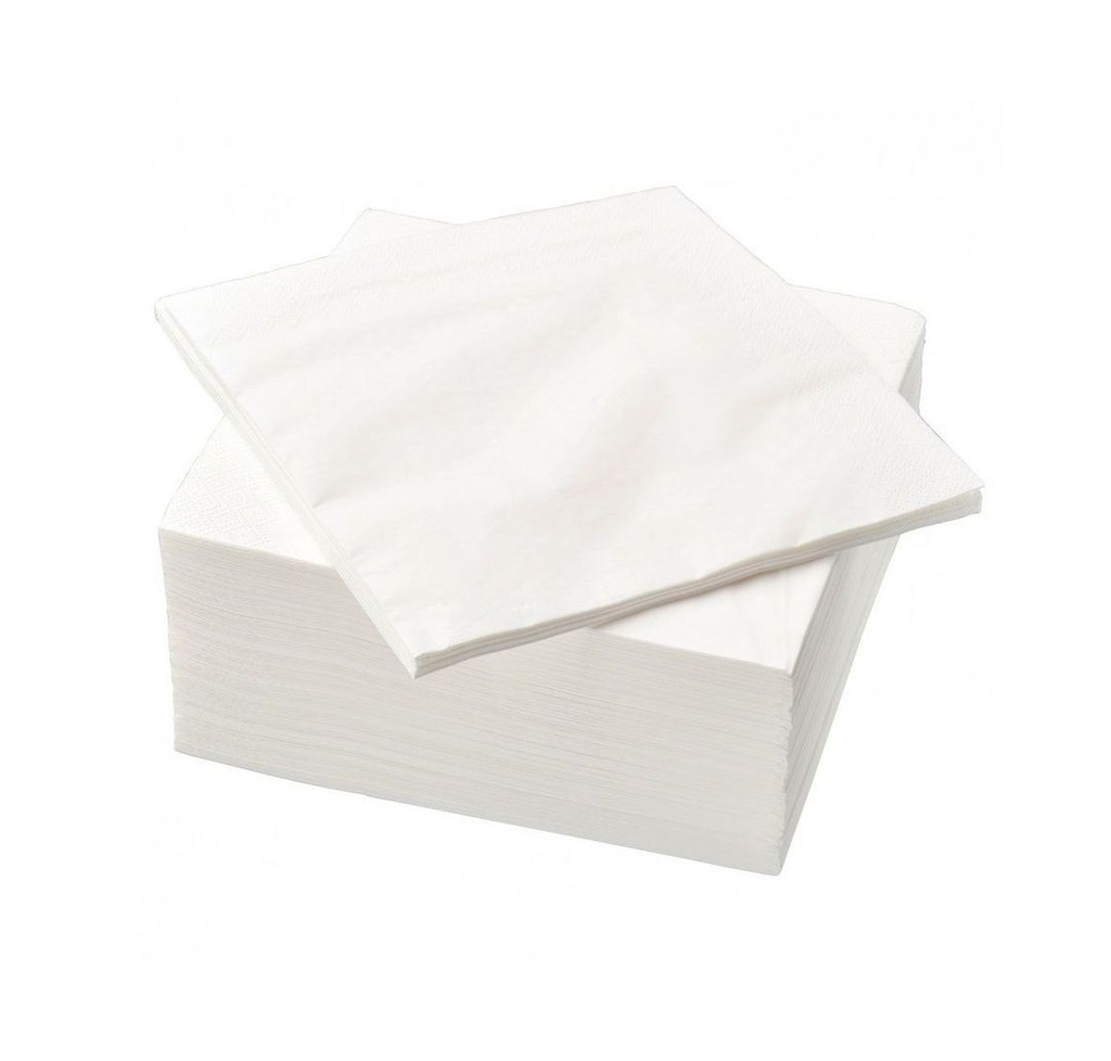 Serviette ouate 1 pli 30x30cm blanche - Carton de 5000 - paquet de 500 ex