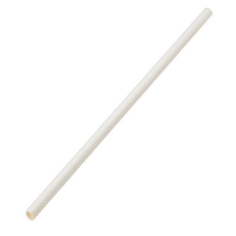 Paille droite papier 20cm Dia. 6mm blanche - Paquet de 250