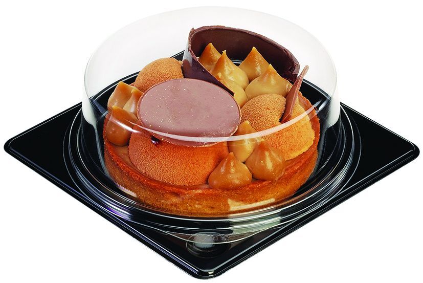 Boite tarte ronde PS noire avec couvercle 12x12cm - ALPHA FORM - Carton de 720