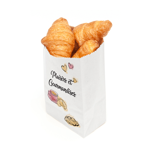 Sachets croissant blanc avec impression passe-partout