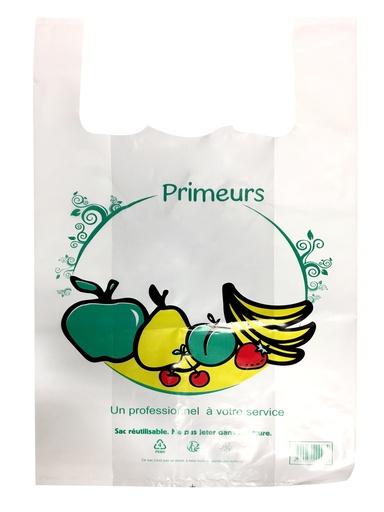 [PPPRIMEURS50] Sacs bretelles PRIMEURS 50 microns - 28x14x48 cm - COLIS DE 500 EX